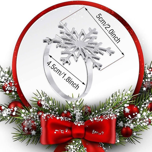 12 stykker Snowflake servettringar Snowflake servetthållare till julbord