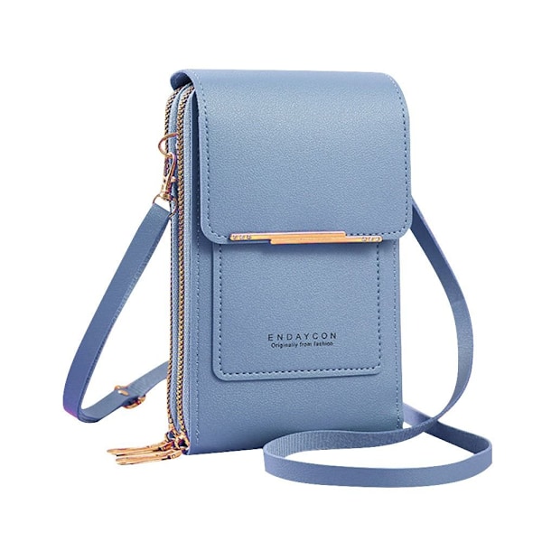 RFID-nahkalaukku kosketusnäytölliselle puhelimelle, crossbody-laukku naisille Blue