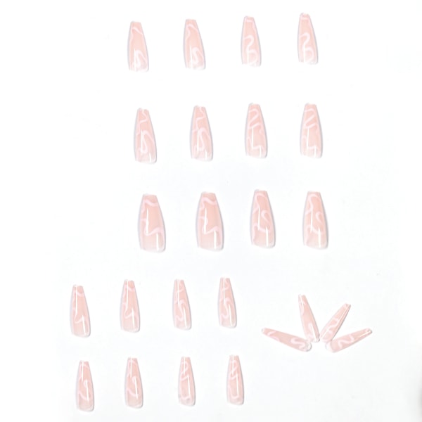 24-pack kvinders pressede negle falske lange linjer Pink Wave