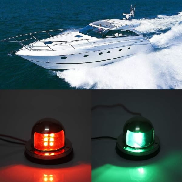 Bov navigationslys til både, 1 par rød og grøn LED navigation