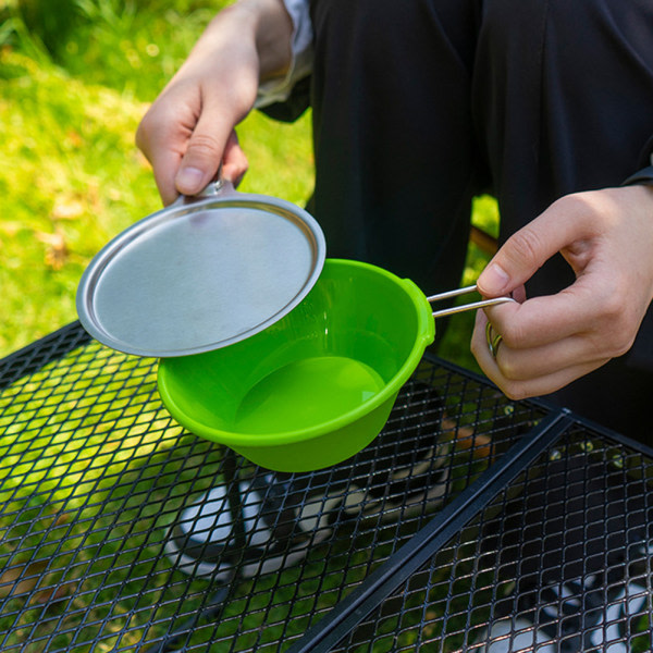 250 ml färgglada enstaka skålar med handtag Bärbara lätta picknickredskap för vandring Picknick Grå med lock