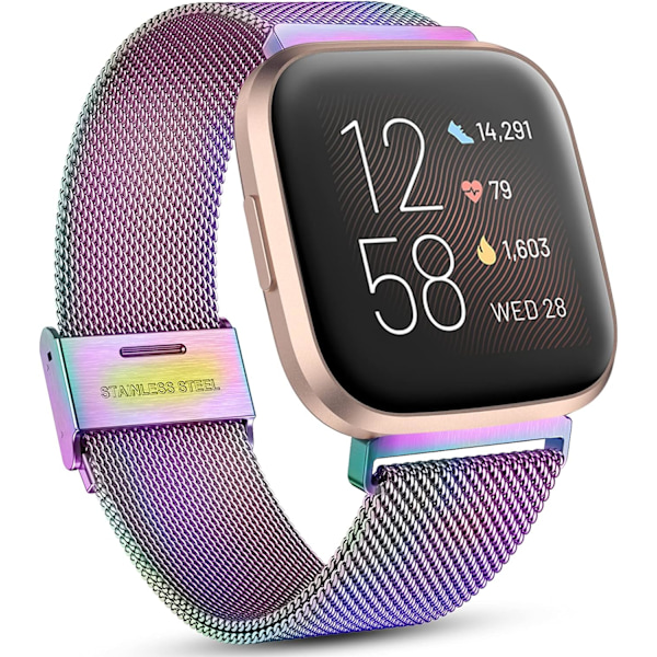 Moderne og stilfulde rustfrit stål mesh-rem til Fitbit Versa 2/Versa/Versa Lite & SE