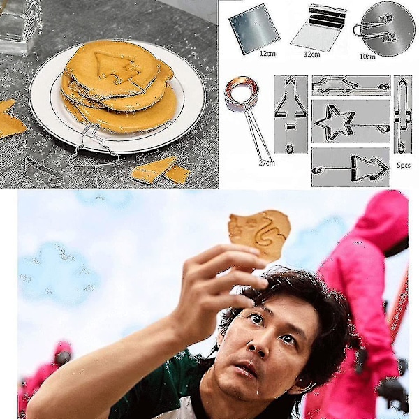 Koreansk sukkergodisfremstillingsværktøj Sæt Dalgona (9 stk. i 1 sæt)