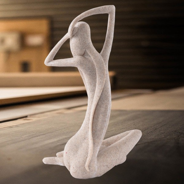 Sandsten Resin Staty Abstrakt Långhårig Skönhetsskulptur Små konst Bordsskivor for hjemmekontor Bokhylla Dekoration A