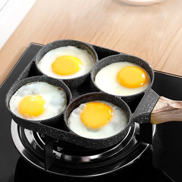 Äggpanna med 4 koppar Multifunksjonell Easy Clean Äggpanna for äggburgare 4 hål