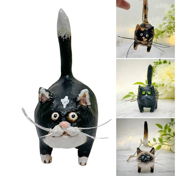 Kitty Miniature Sculpture Original Art Resin Desktop Ornament med levande uttrykkspresent till din katt C