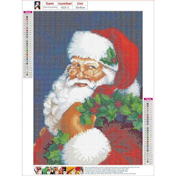 Santa Claus Diamond Art Painting Set, Jul Diamond Dot Art Painting Set Full Round Diamond Painting Home Wall Decoration Gift (12 x 16 tum)