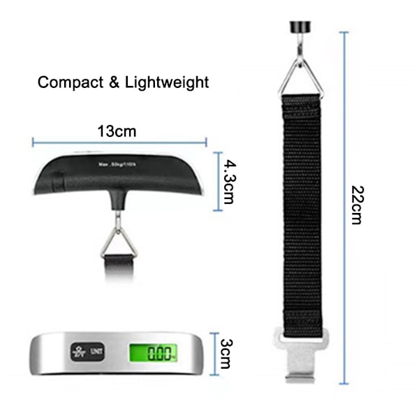 Bærbar digital bagasjev vekt - Reseväske vekt, 50 kg