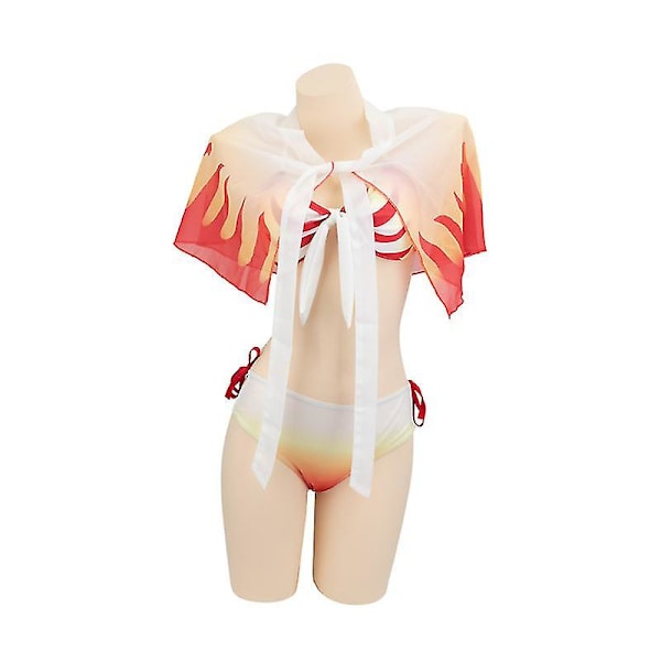 Demon Slayer Cosplay Puku Bikini Ranta Kesä Uimapuku Setti Rengoku Kyoujurou Rengoku Kyoujurou M