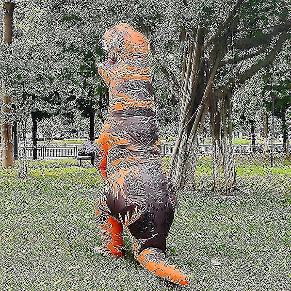 Barn och vuxen dinosaurie uppblåsbar cosplay dräkt T-rex anime tecknad festklänning Halloween kostym yellow