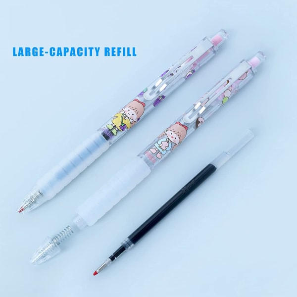 4 stk Pure Retractable Gel Ink Pens, Cartoon Kawaii Sc