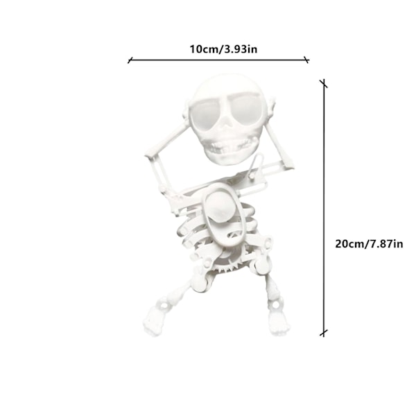 Helkropp poserbar julhängande plastbensskelett julhemdekorationer（Hvit）