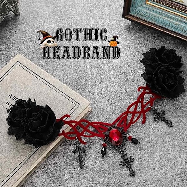 Gotisk Blomster Hodeplagg Halloween Hodebånd Vampyr Cosplay Kors Hodeplagg Hårklipp Maskerade Cosplay Hodebånd for Kvinner og Jenter