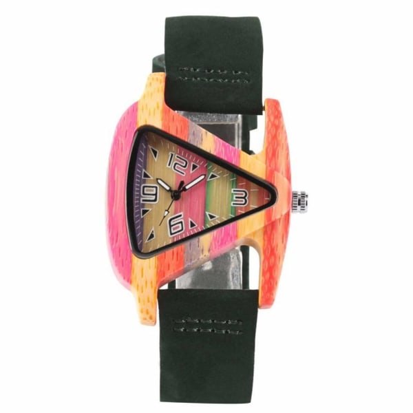 Ainutlaatuinen värikäs puinen watch , luova kolmion muotoinen watch , naisten kvartsi nahkainen watch naisten ranne