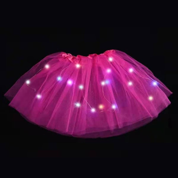 Kvinder Led Light Up Glow Dance Tutu 3 Layer Skirt Fancy Party Ballet Dress Sparkly Brown
