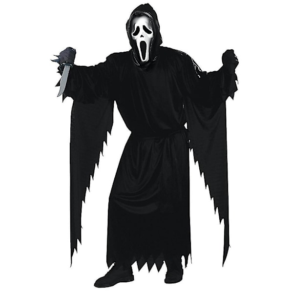 Børne Scream Cosplay Kostume Spøgelse Barn Fancy Dress Outfit Med Maske 10-12 Years