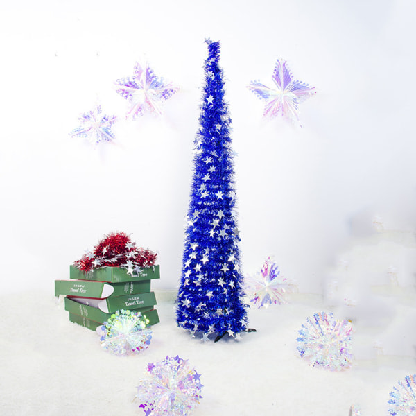Konstgjord julgran Tinsel Pull Up Tree Ornament DIY Xmas Party Dekoration For Hem Vardagsrum Bar Grön