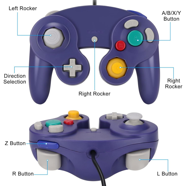 Gamecube Gamepad, 2-pakks klassisk gamepad med vibrasjonskontroll