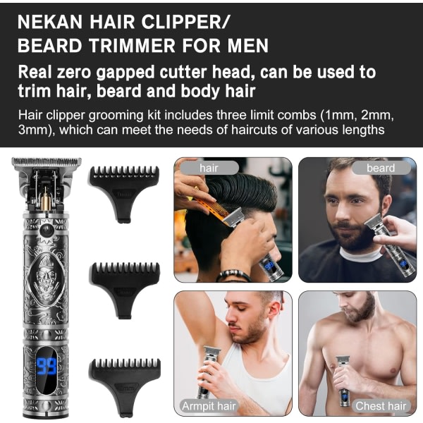 Miesten hiustenleikkuri, sähköinen partaleikkuri miehille, USB Trimme