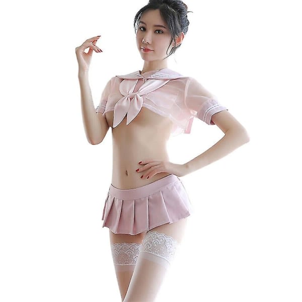 Nya sexiga studentunderkläder Nattlinne Lace Sling Pyjamas Fl7924 rosa