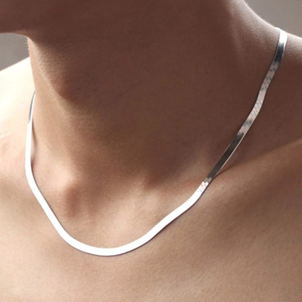 Halsband 4mm ormkedja män kvinnor par sterlingsilver smycken bladkedja