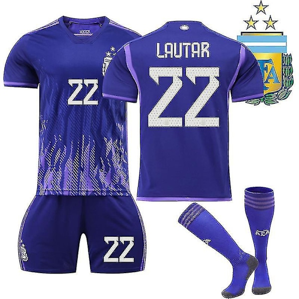 Jersey Argentina Champions Three Stars Away tröja Lautar Lautar 22 Kids 20(110-120CM)