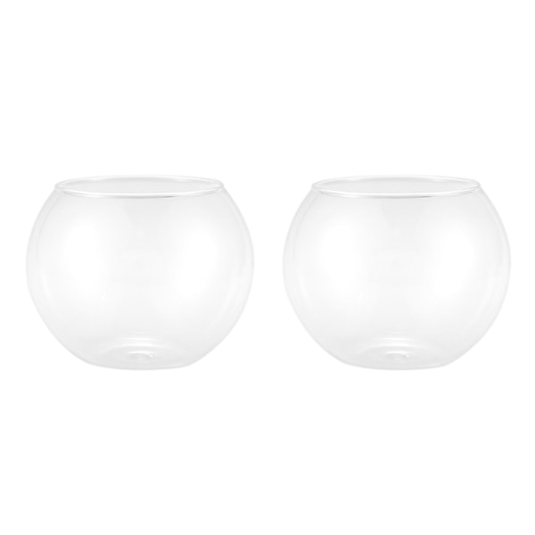 2x Rund sfärisk vas i transparent glas akvarium