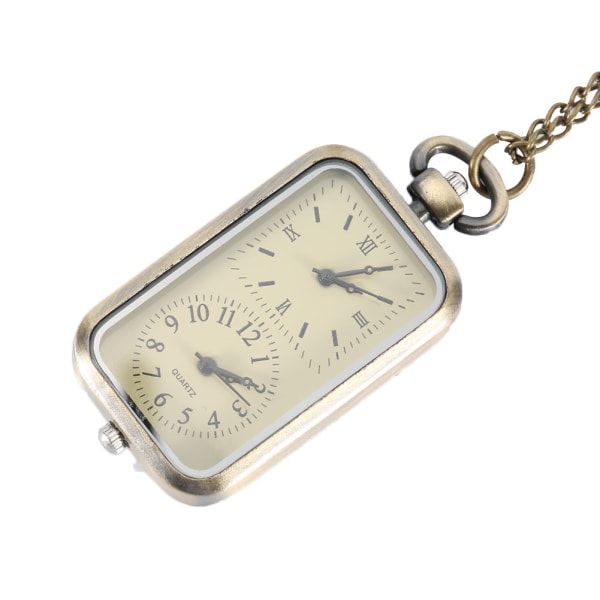Vintage Quartz Steampunk klocka Double Dual Time Zone Movement Necklace Chain Watch