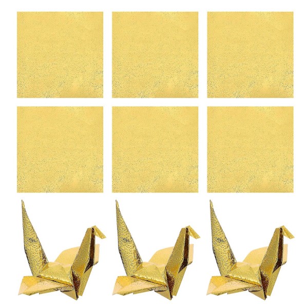 100 st metall flyplansleksaker Japanskt origamipapper guld Origamipapperssats Scrapbogspapirskran Origami The Best Golden 10X10X0,1CM