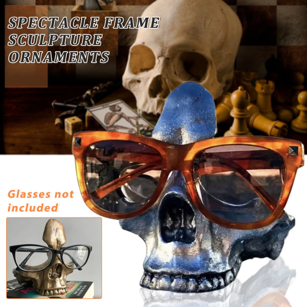 Glasögonhållare Resin Skalleformad Solglasögonhållare Gotisk prydnad Heminredning Guld