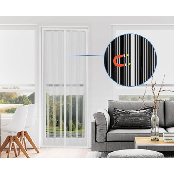 Myggnät Dörrar Nät Gardin Mesh för att hålla flugor och insekter ute, Flyscreen franska dörrar, Dubbeldörr Magnetiska ScreenFly-dörrar White White 90*230CM