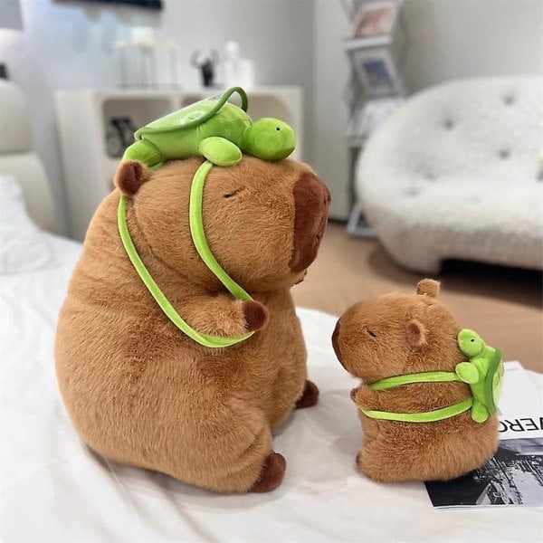 Capybara plyschleksak, Capybara bärsköldpadda Realistisk mjuk Capybaraleksak 45cm