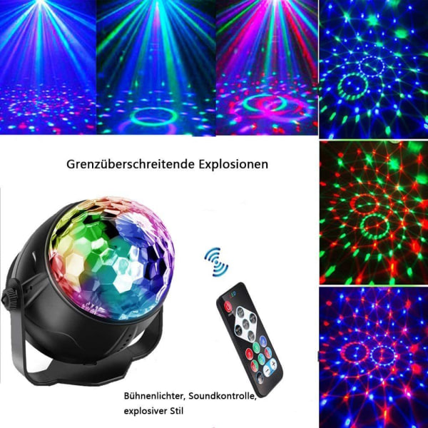 Stjernehimmel, LED-fest disco-kugle, 7 farver RGB 360° drejelig, til bil-børneværelsesfest
