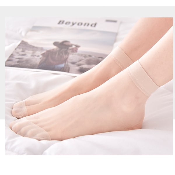 10 par sommer tynde gennemsigtige strømper hudfarve sokker tra