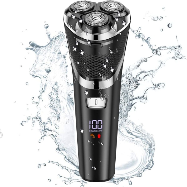 Elektrisk barbermaskine til mænd, vandtæt genopladelig LED-skærm
