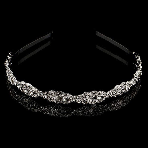 Bröllopsfest Rhinestone Flower Crown Pannband Hårband Brudkristall Huvudbonad Huvudbonad Hårtillbehör för brudar och tärnor (silver)