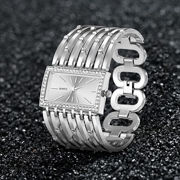 Watch, Bling Crystals Bangle Watch, Square Face