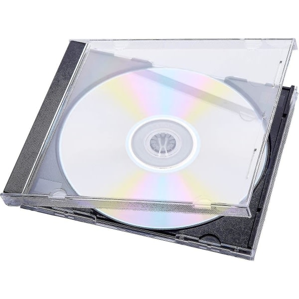 Otwoo 25 kpl vakio enkel läpinäkyvä CD-fodral med monterad svart bricka
