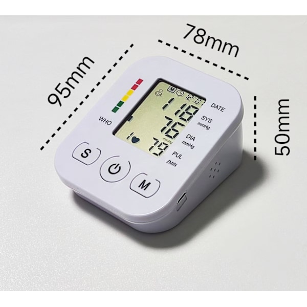 1 stk Blodtryksmåler Overarm Digital BP-Maskine til