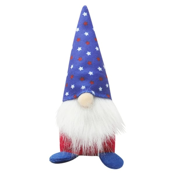 Självständighetsdagen prydnad Luddig dvärgdocka Säsongsbunden Patriotic Gnome Plysch C