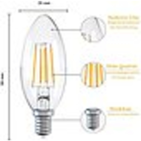 E14 LED-kattokruunulamppu, 6W 800lm LED-lamppu, korvaa