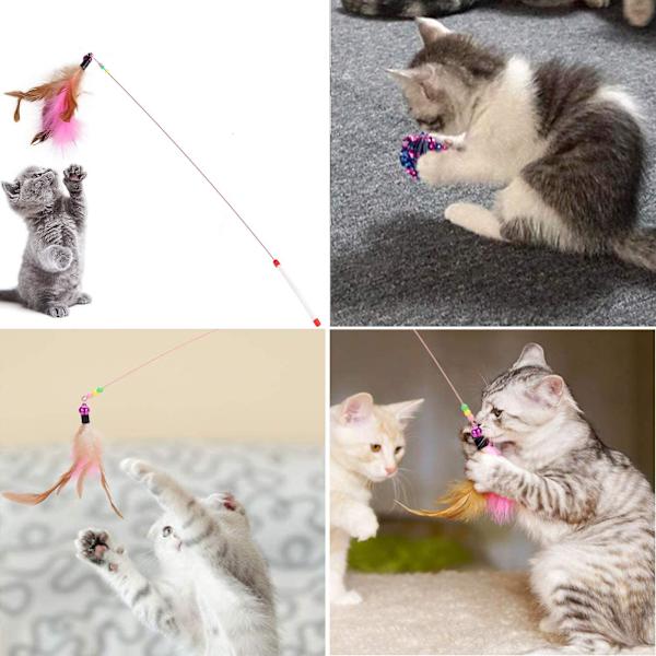 21 stycken kattleksaker, Kitty Toys Assorted, kattunnel fjäder teaser trollspö mus möss bollar och klockor leksaker set för katt