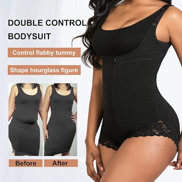 Fajas Colombianas Taljetræner Kvinder Reducerende Girdle Formende Strop Flad Mave Slankebælte Lynlås Mave Trimmer Beige Beige XL