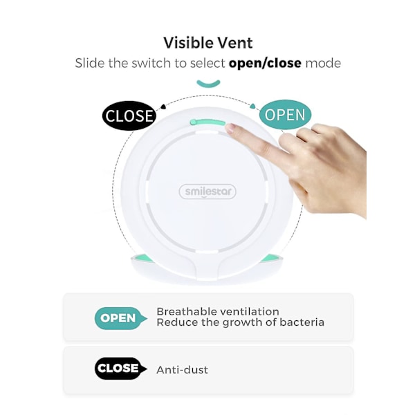 Retainerfodral med ventilationshål, tunt justeringsfodral med spegel, kompatibelt med Invisalign, munskyddsfodral (färg: vit)