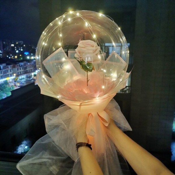 Den mest romantiske mors dag present LED lysande ballong ros bukett hem bröllopsfest dekor Röd