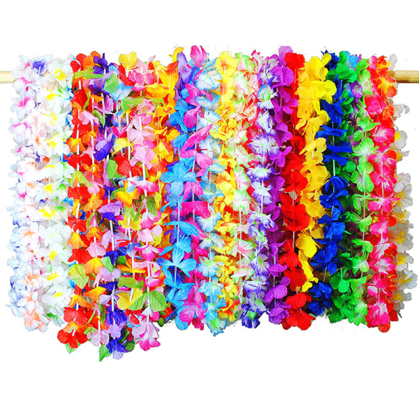 36 st/ set tropisk hawaiiansk blomsterkrans festhalsband Garland Leis Accessoarer Dekoration Flerfärgad