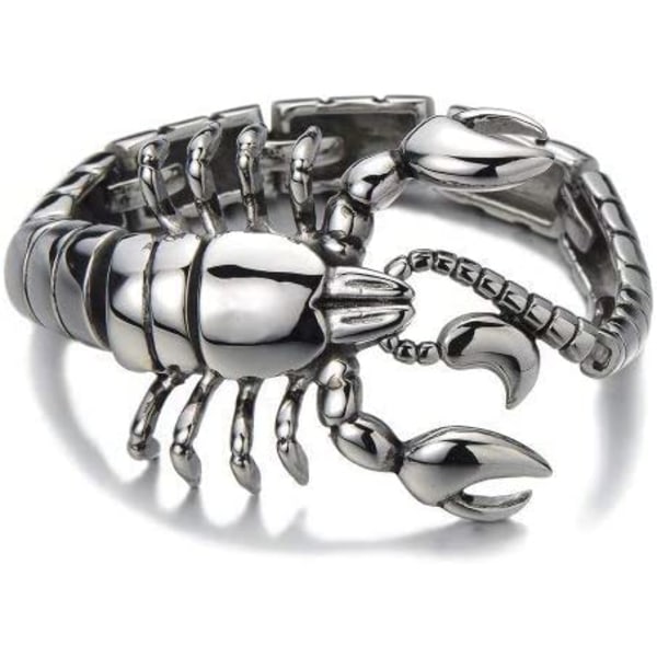 Stort Scorpion-armbånd i rustfrit stål til mænd, sølv T