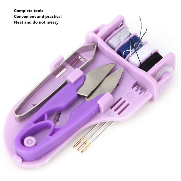 Sylåda, sömnadssats, Macaron Color Plast Mini sömnadsverktøyslåda for nybörjare og akutte klær med lagringslåda (lila)