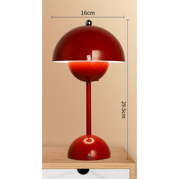 Dansk Uppladdningsbar Blomknopp Bordslampa Sovrum Nattlampa Vardagsrum Dekoration Nordisk Stil Bordslampa - Röd