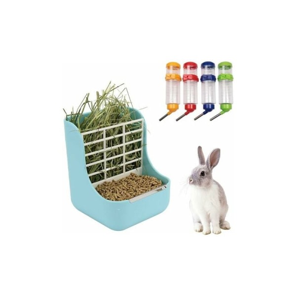 Rabbit Hay Feeder 1 vannautomat for smådjur, mindre slöseri med krubba, for kaniner, marsvin, chinchillor, hamstrar og smådjur